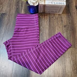 Athleta Legging Purple Striped Chaturanga Athletic Crop Capri Pull On Pant XS